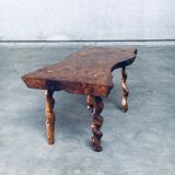 Brutalist Style Handcrafted Oak and Grape Wood Side Table, 1950s