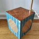 Lamp in straw marquetry and ash burl