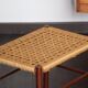 Tabouret scandinave teck et corde 1960