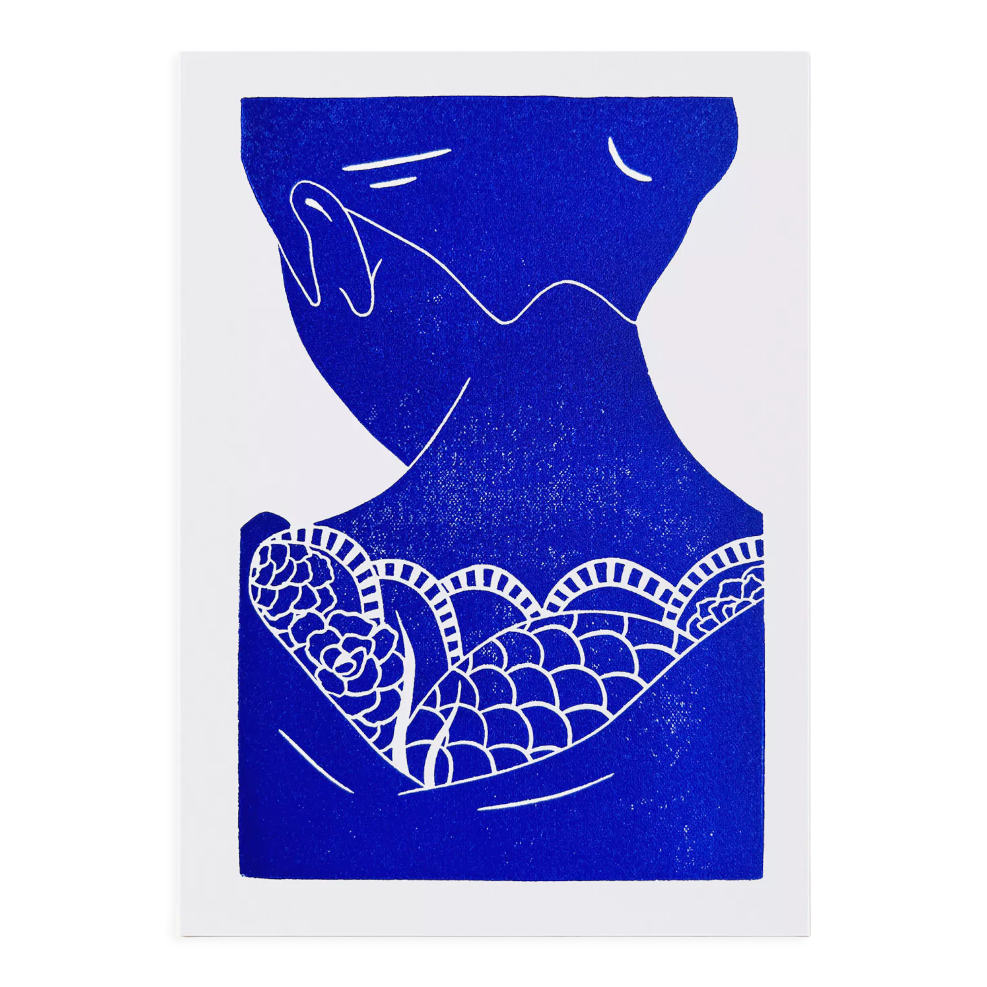 Original linocut - geisha