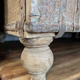 Authentic old Rajasthan chest / trunk hammered teak metal