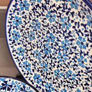 Ensemble de bol et assiette en céramique turque fait main, assiette bleue florale d'Iznik