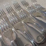 12 silver plated dessert forks by Christofle Vendome, 17.1 cm