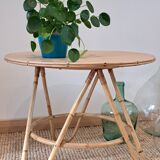 Vintage round bamboo and rattan table