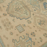 Hand-knotted anatolian vintage 1970s 263 cm x 348 cm beige wool carpet
