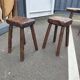 Pair of antique wooden chair stools vintage tree trunk décor