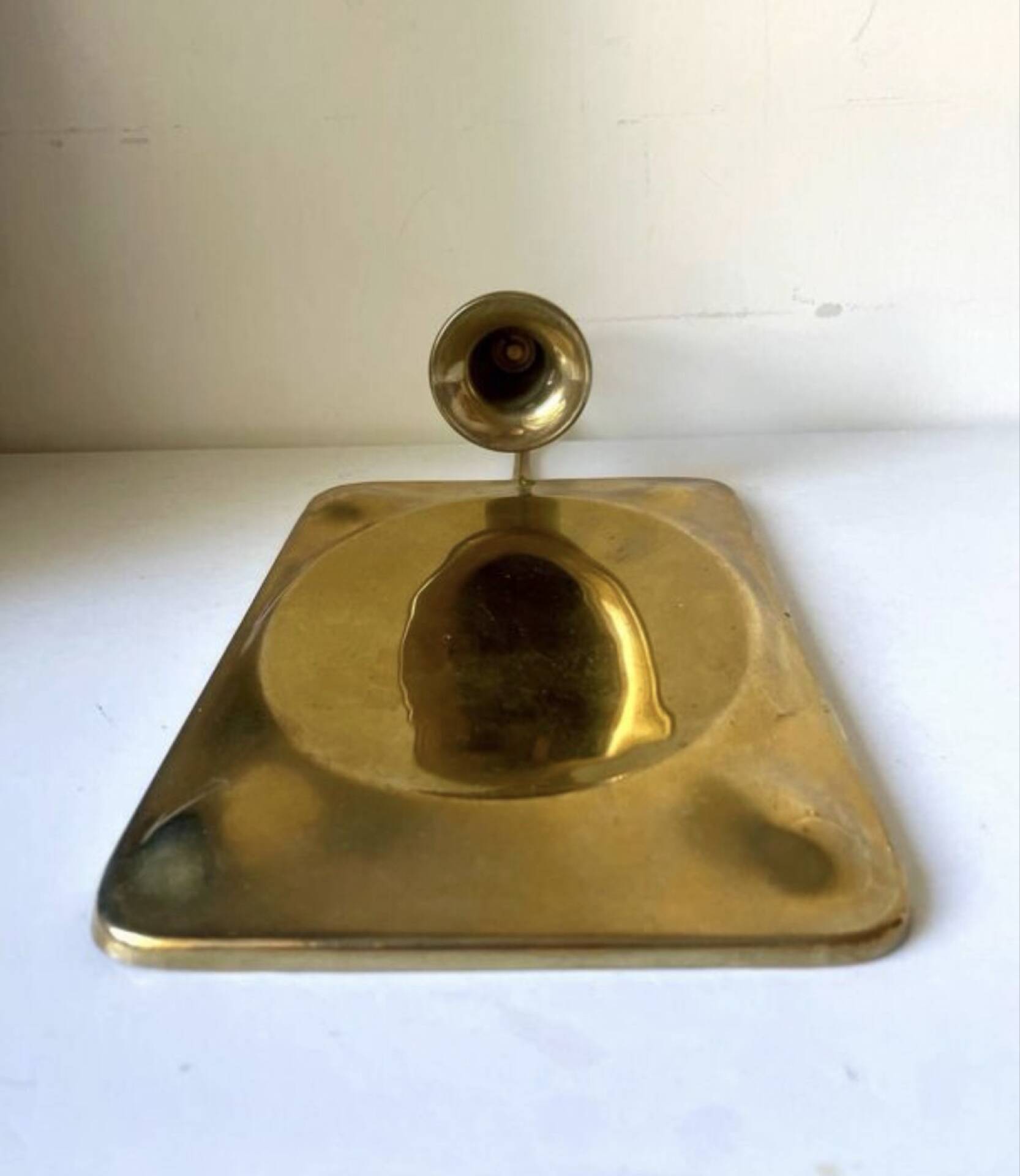 Vintage Scandinavian Brass Wall Candle holder Sconce height 28 cm
