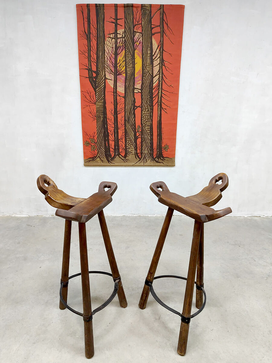 Tripod vintage brutalist spanish barstools