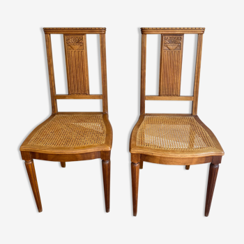 Lot de deux chaises Art nouveau bois blond