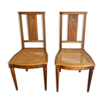 Lot de deux chaises Art nouveau bois blond