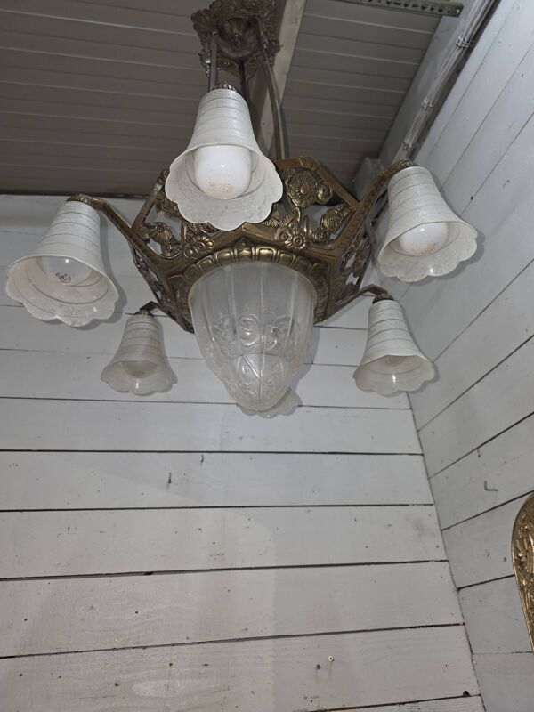 Lustre art déco des années 30 en bronze