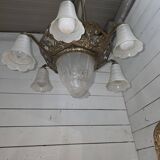 1930s Art Deco bronze chandelier