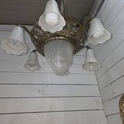 1930s Art Deco bronze chandelier