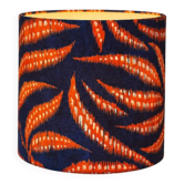 Lamp shades covered with thin cotton in bright blue/orange.