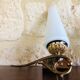 Pair of wall sconces in opaline and brass 60s