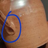 Pichet ancien pot à lait en grés 2 litres - artisanat brut et authentique, vers 1970's
