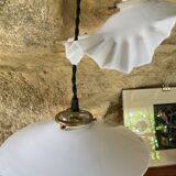 Pair of opaline pendant lights
