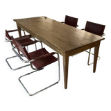 Varnished oak farmhouse table