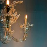 Venetian chandelier in colorless Murano glass with 6 light arms, circa 1930