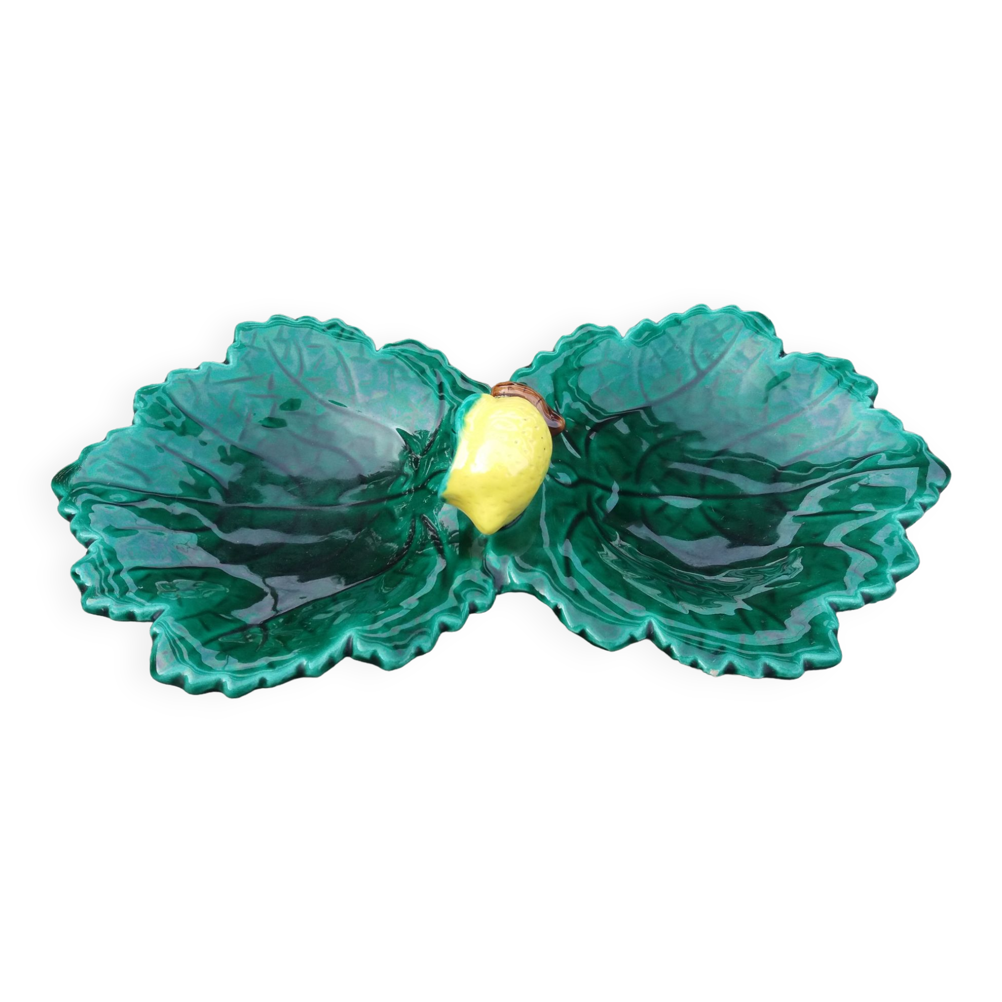 Empty cup pocket leaves and lemon in slip by Ferlay in Vallauris