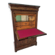 Mahogany secretary desk with marble top and interior mirror.