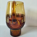Vintage amber and gold glass carfe