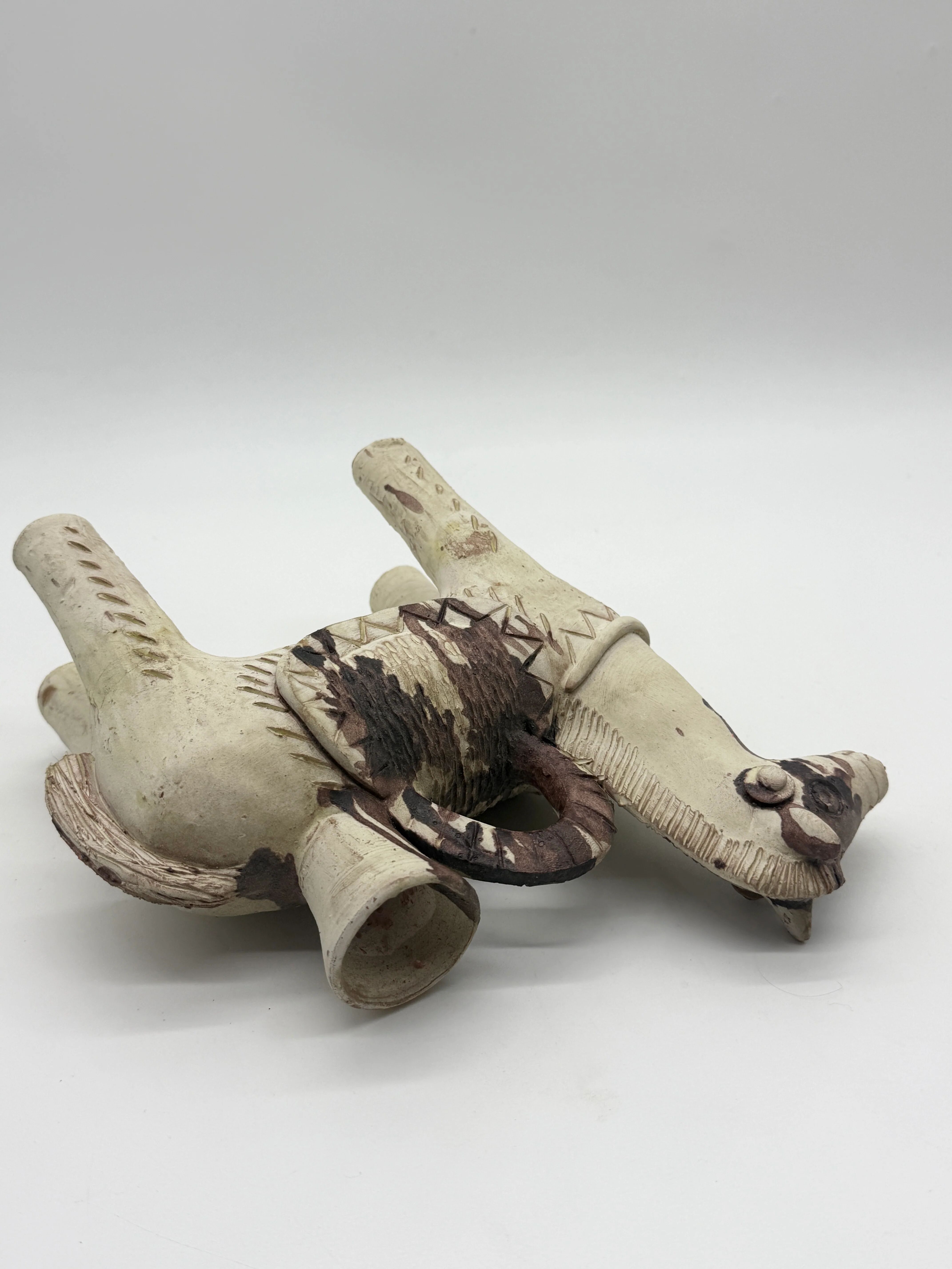 Ceramic candlestick horse, Sardinian, 1960s