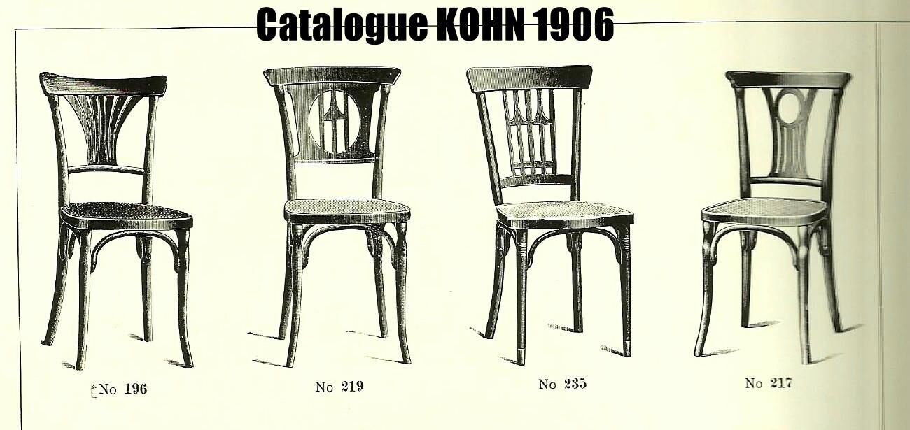 Two bistro chairs kohn n°196 in palmette, circa 1906, tanned