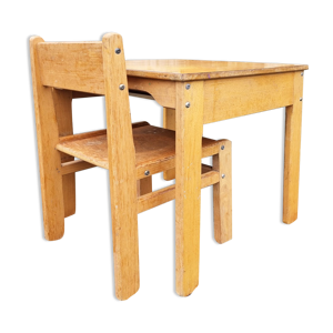 Bureau et chaise enfant, bois et