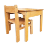 Bureau et chaise enfant, bois et formica, vintage, années 70