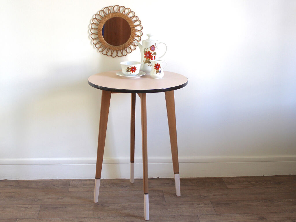 Table guéridon pieds compas