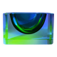 1960s Rare Rectangular Uranium Multifaceted Ashtray in Murano Glass