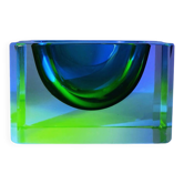 Cendrier multifacette rectangulaire en uranium des années 1960 en verre de Murano.