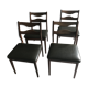 4 vintage teak dining chairs, dark green