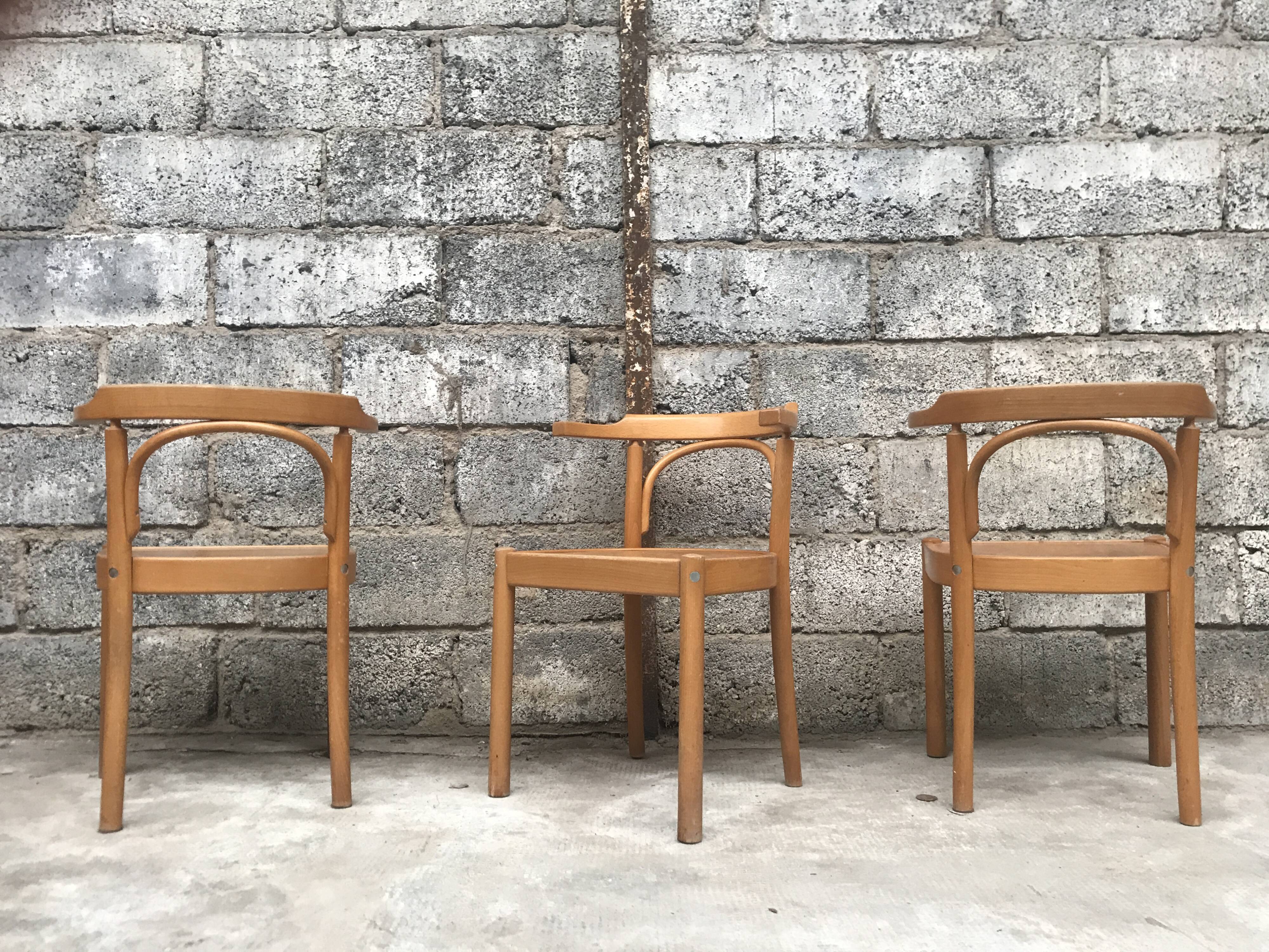 Series of 3 armchairs 1980