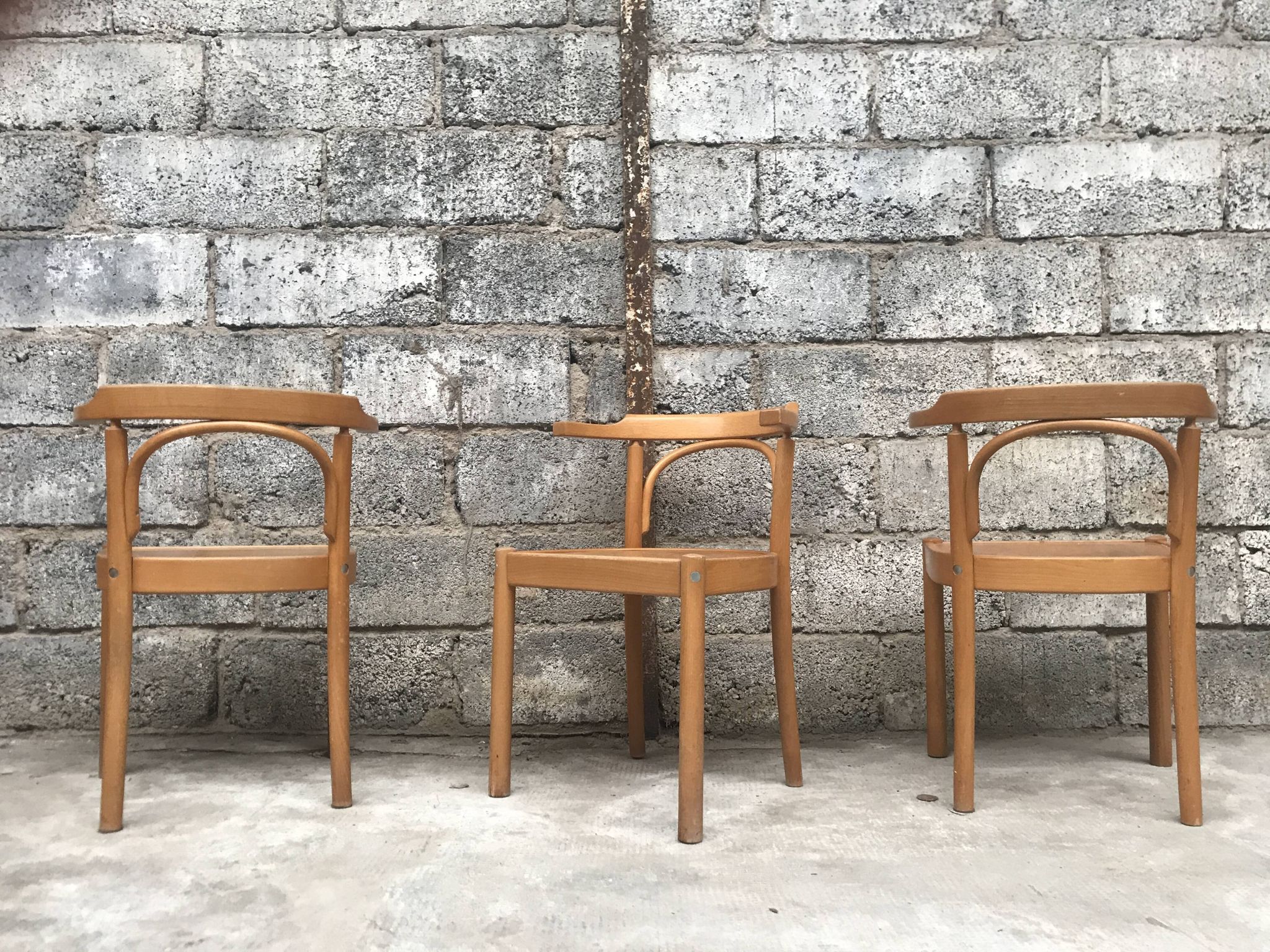 Series of 3 armchairs 1980