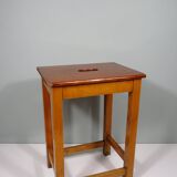 Vintage handmade workshop stool with handle, Belgium 1960