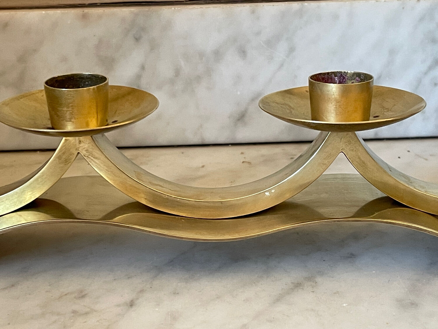 Art Deco brass low chandelier