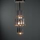 Vintage Italian chandelier, chrome-plated metal and glass design, original