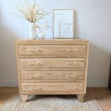 Commode vintage en chêne et poignées dorées
