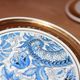 Set of 2 vintage ceramic coasters – Blue floral design and gilding – Made in France