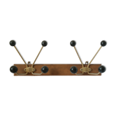 Vintage oak & gold metal balls patère