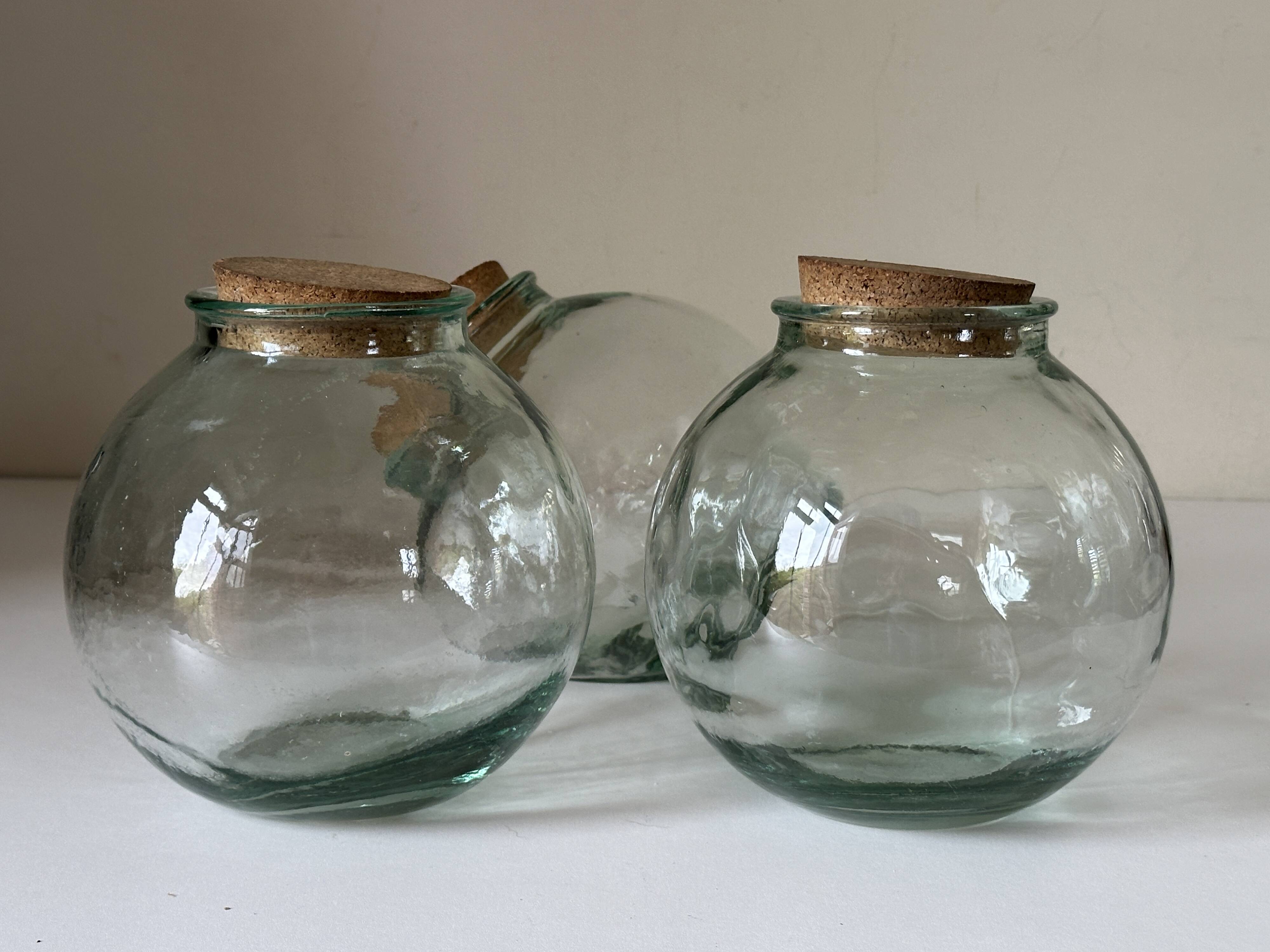Set of 3 vintage glass candy jars from the 60s and 70s