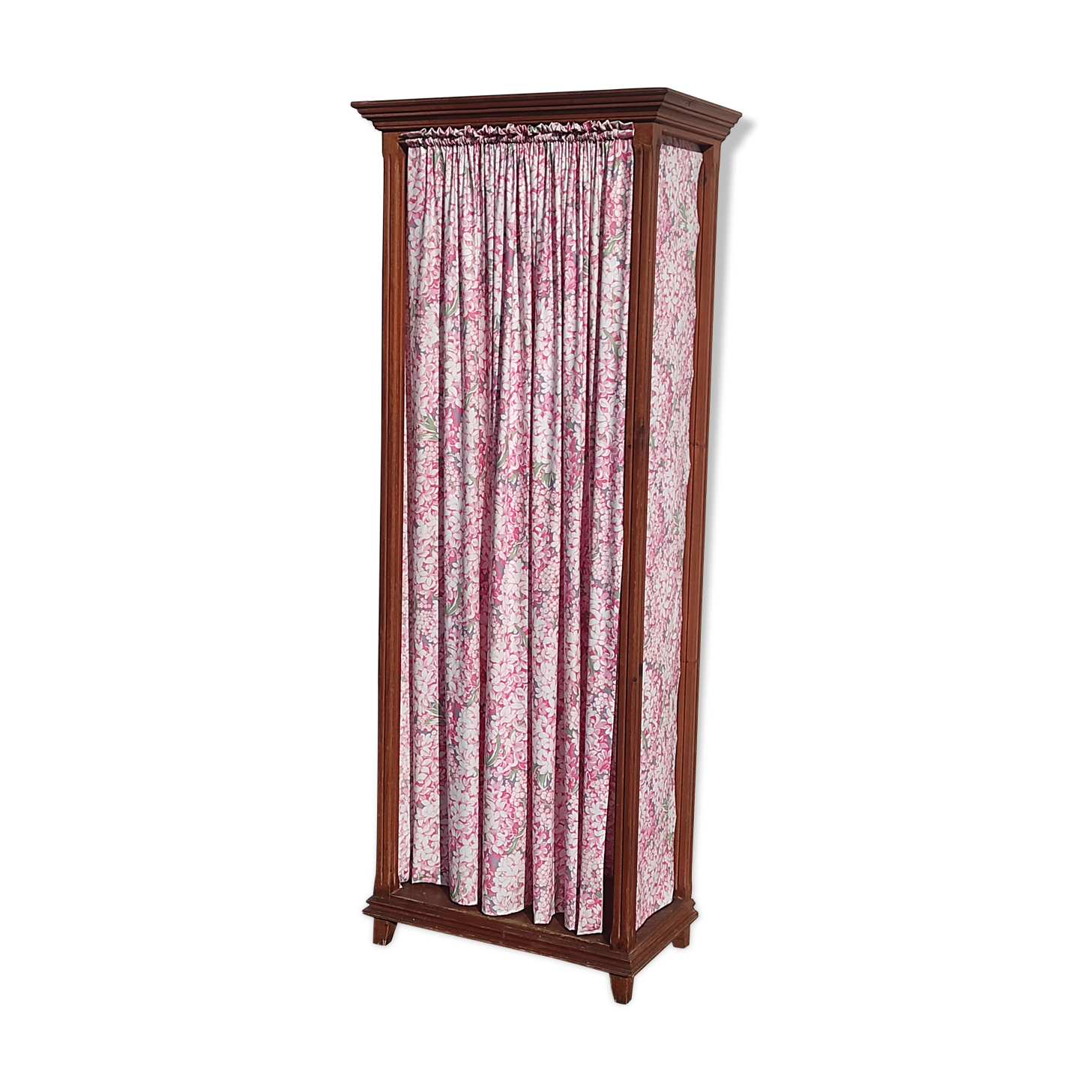 Old wardrobe in old wood and vintage fabric