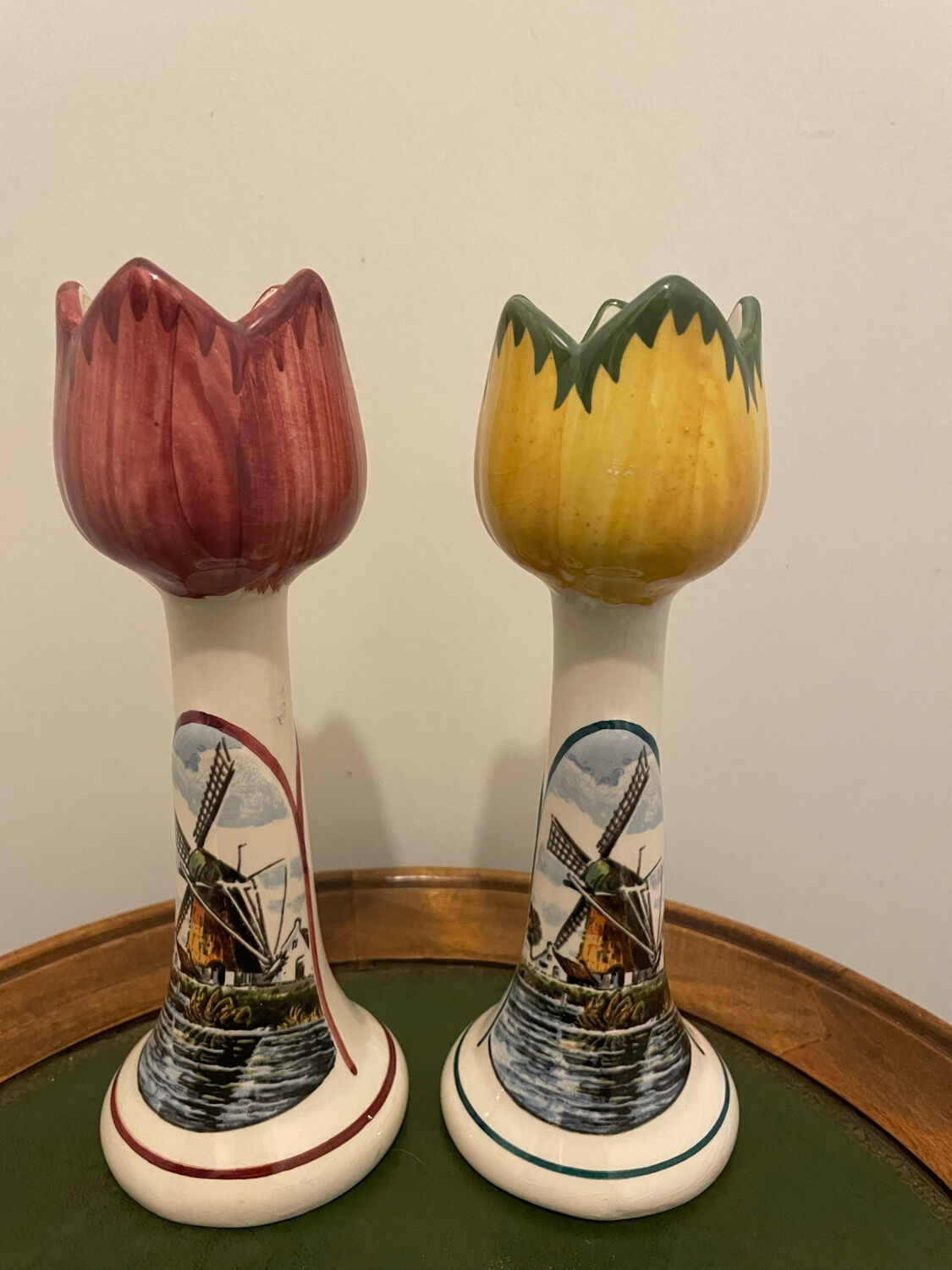 Vintage tulip candlesticks