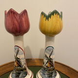 Vintage tulip candlesticks