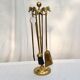 Servant of brass fireplace four utensils and support dimension: height -63cm- D-17cm-