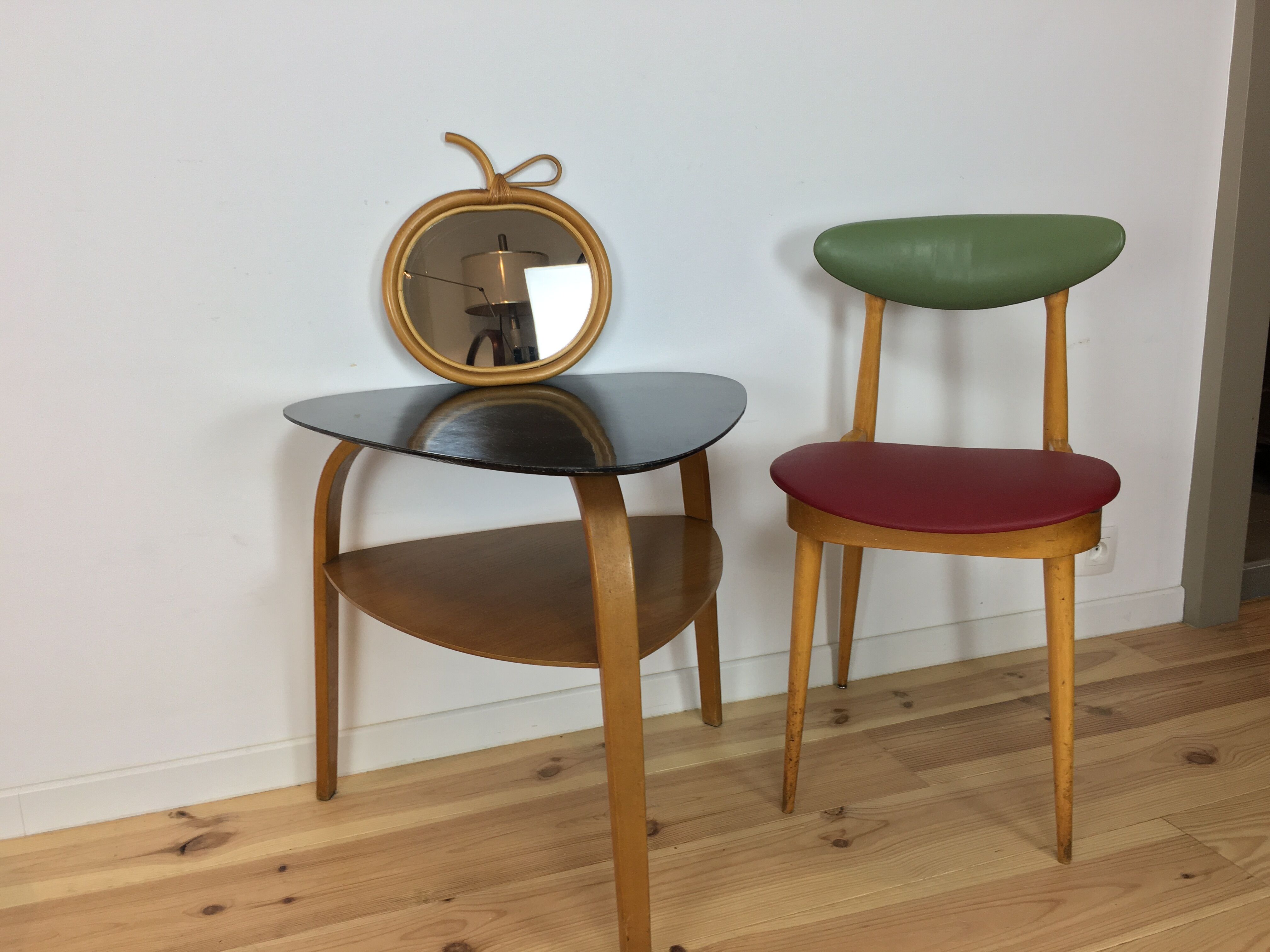 Mirror apple rattan 32 x 33 cm