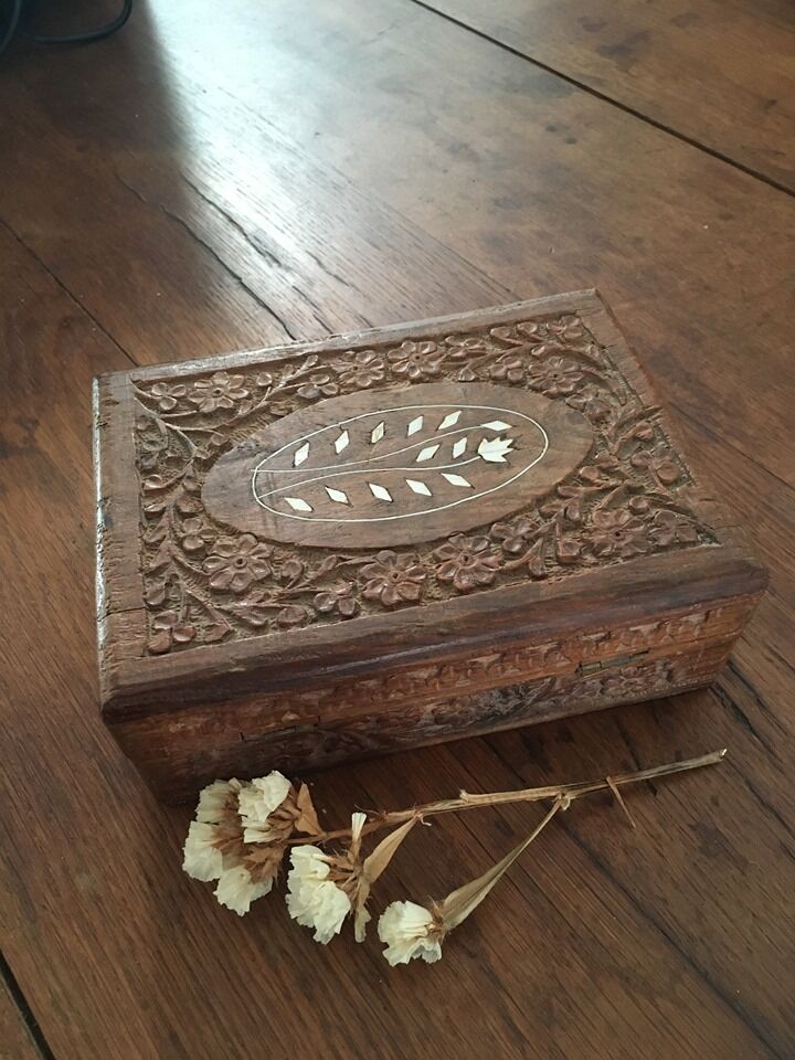 Indian carved wooden box