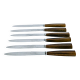 set of 6 brown horn knives 1970